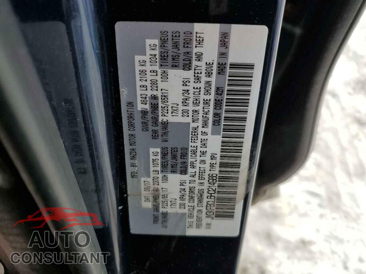 MAZDA CX-5 2017 - JM3KFBCL6H0214986