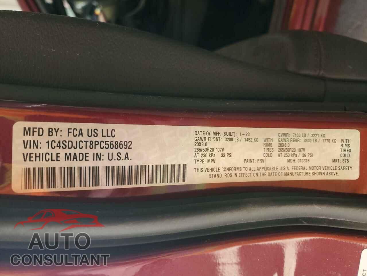 DODGE DURANGO 2023 - 1C4SDJCT8PC568692