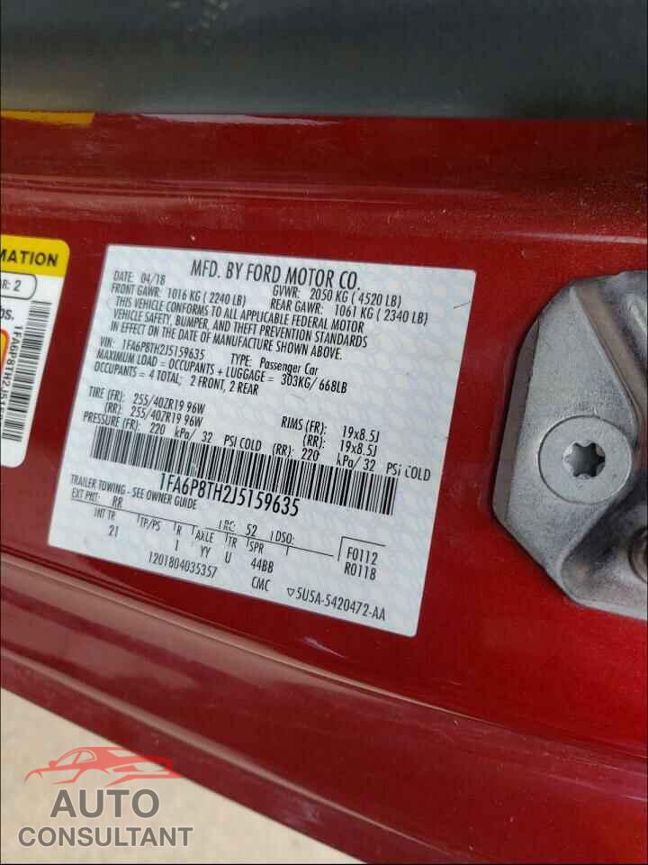 FORD MUSTANG 2018 - 1FA6P8TH2J5159635
