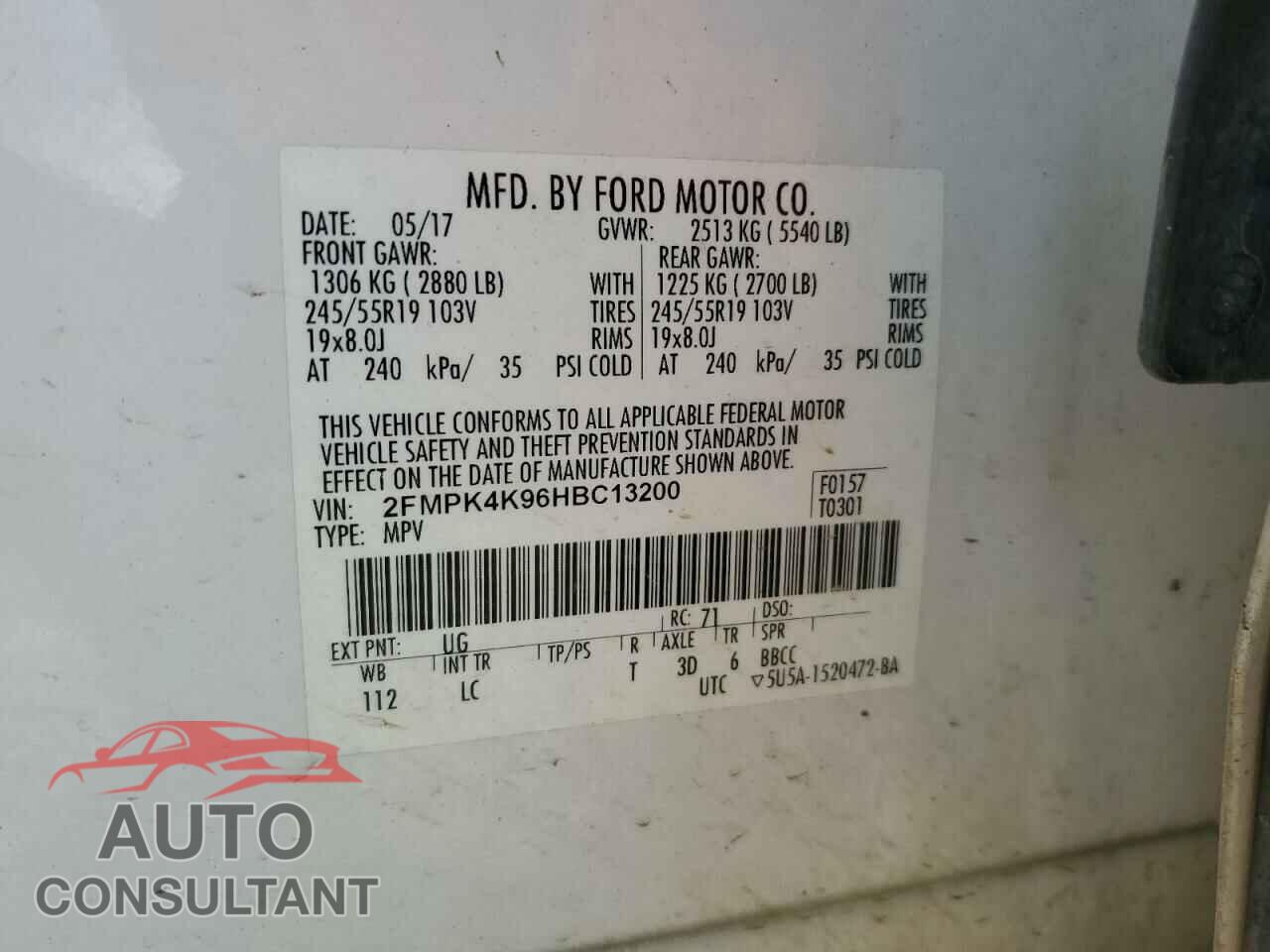 FORD EDGE 2017 - 2FMPK4K96HBC13200
