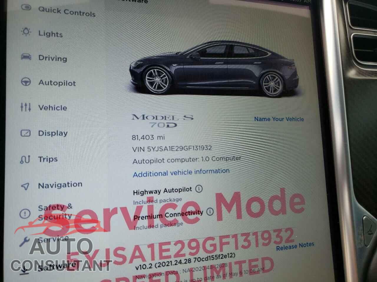 TESLA MODEL S 2016 - 5YJSA1E29GF131932