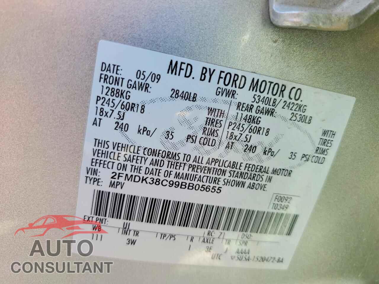 FORD EDGE 2009 - 2FMDK38C99BB05655