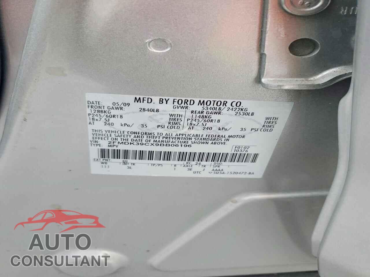 FORD EDGE 2009 - 2FMDK39CX9BB06196