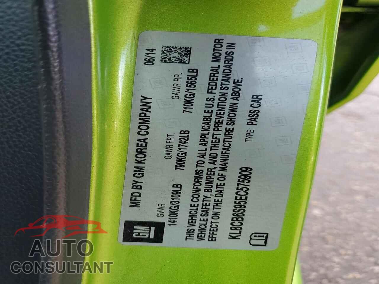 CHEVROLET SPARK 2014 - KL8CB6S95EC575909