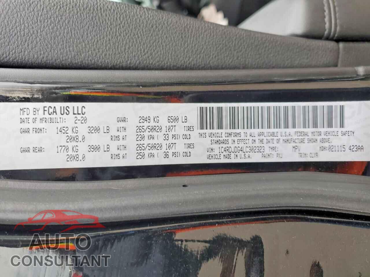 DODGE DURANGO 2020 - 1C4RDJDG4LC302323