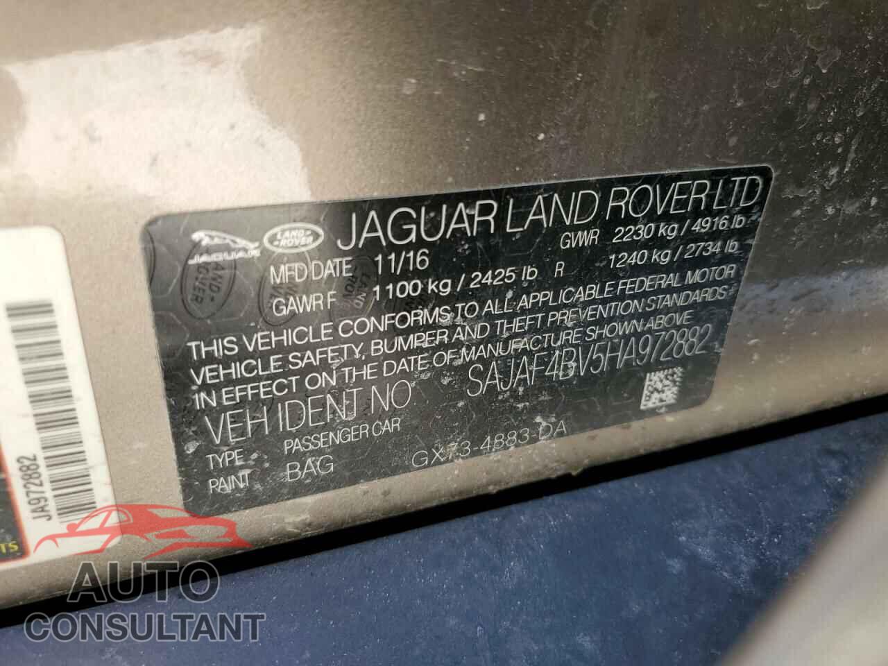JAGUAR XE 2017 - SAJAF4BV5HA972882