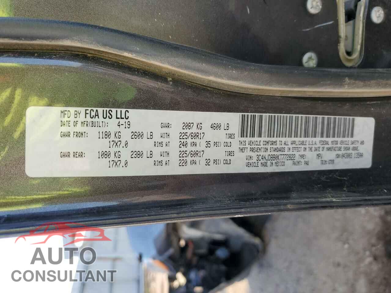 JEEP COMPASS 2019 - 3C4NJDBB0KT772822