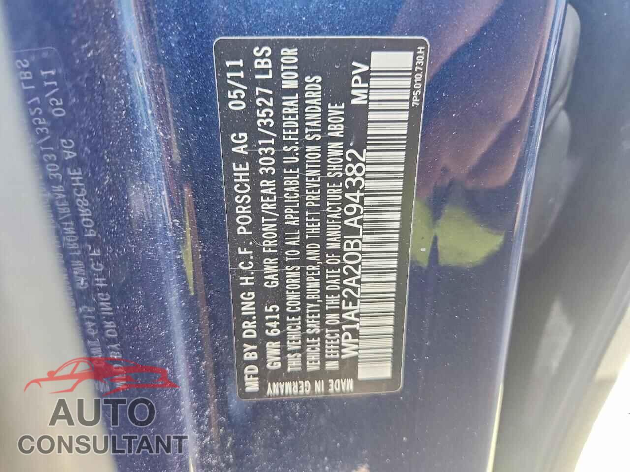 PORSCHE CAYENNE 2011 - WP1AE2A20BLA94382