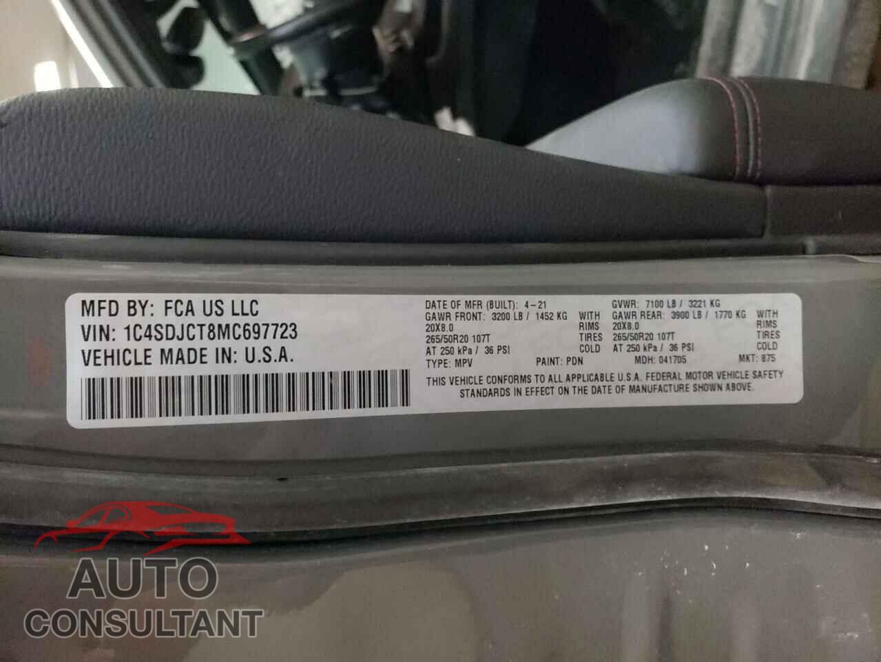 DODGE DURANGO 2021 - 1C4SDJCT8MC697723