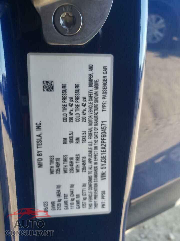 TESLA MODEL 3 2023 - 5YJ3E1EA2PF604571