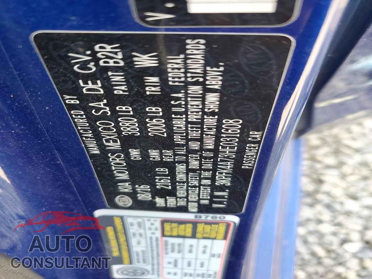 KIA FORTE 2017 - 3KPFK4A73HE031608
