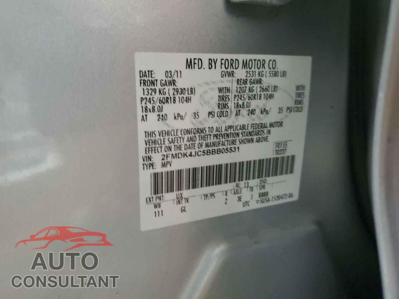 FORD EDGE 2011 - 2FMDK4JC5BBB05531