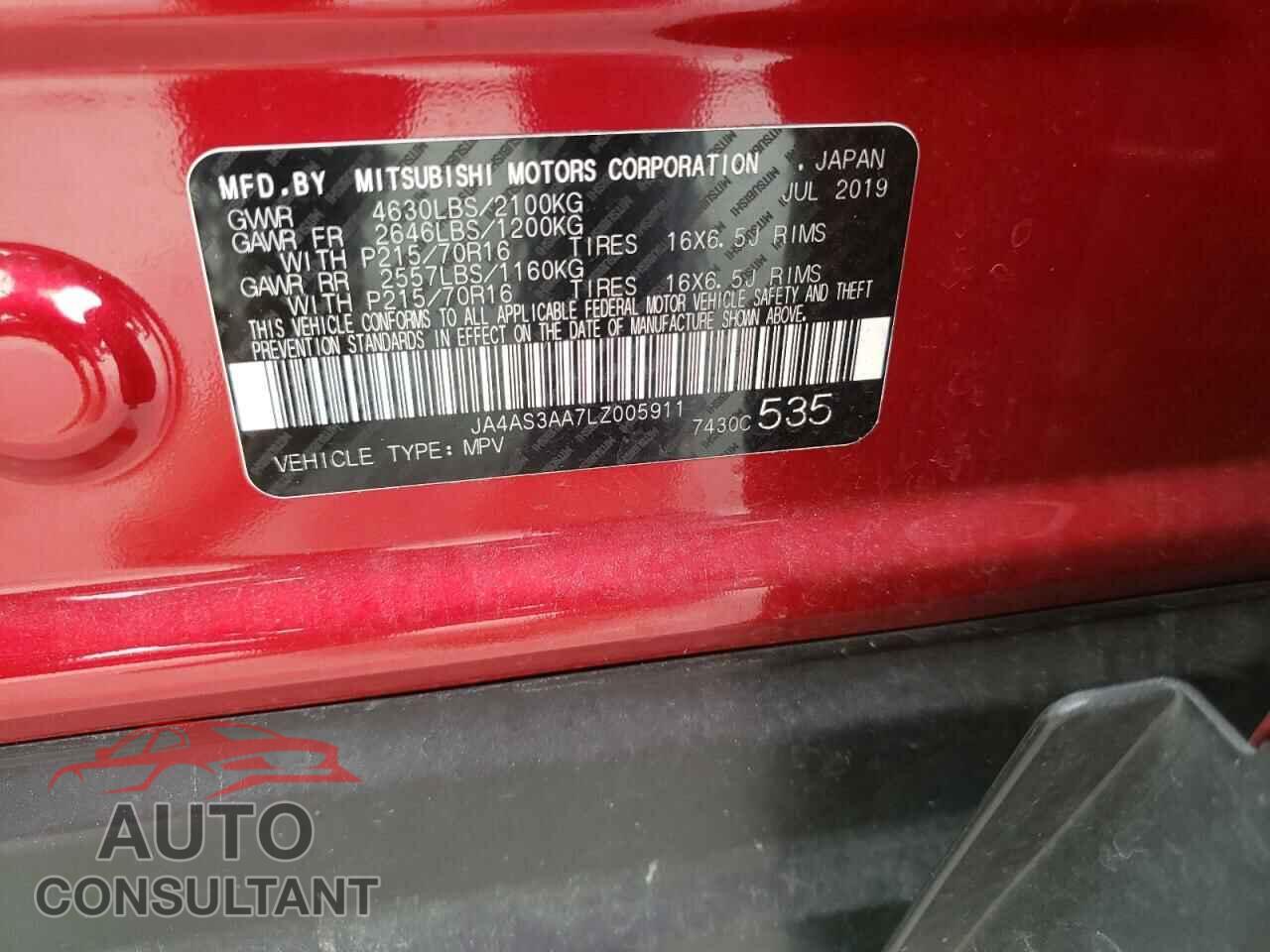 MITSUBISHI ECLIPSE 2020 - JA4AS3AA7LZ005911