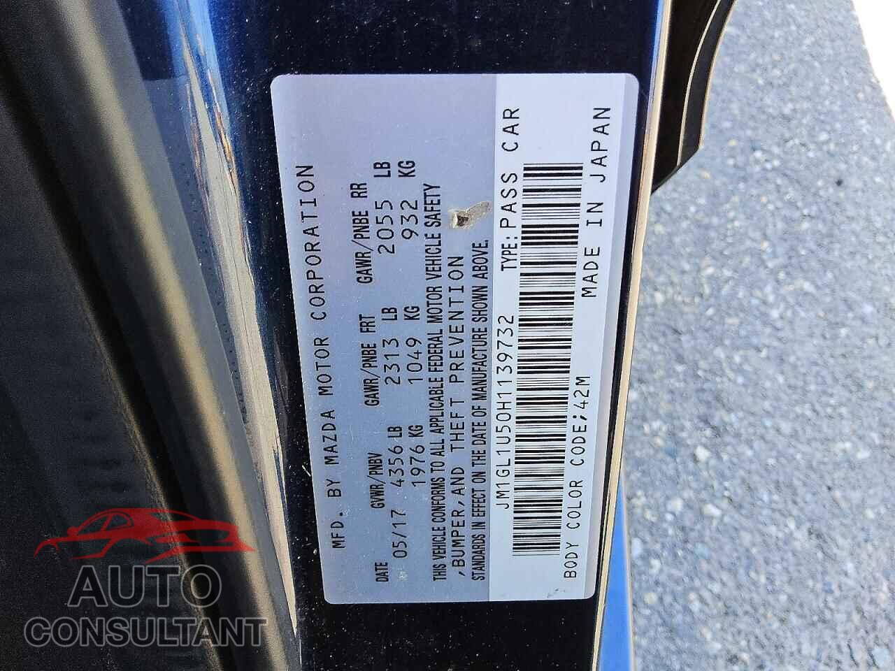 MAZDA 6 2017 - JM1GL1U50H1139732