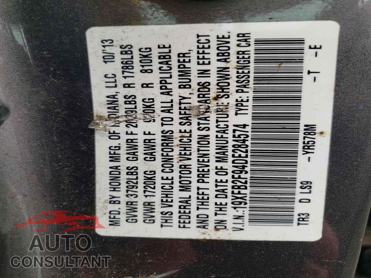 HONDA CIVIC 2013 - 19XFB2F94DE284574