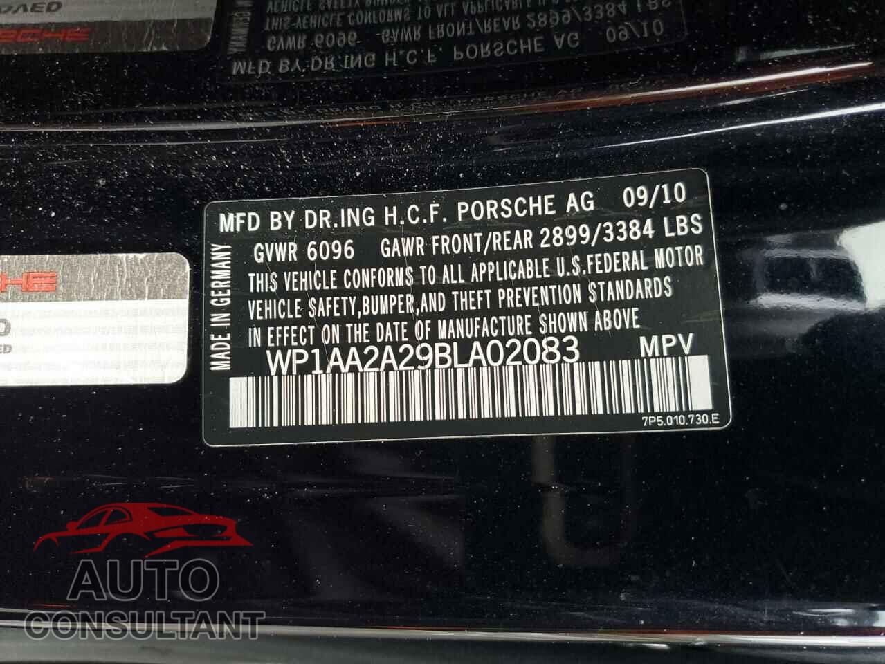 PORSCHE CAYENNE 2011 - WP1AA2A29BLA02083