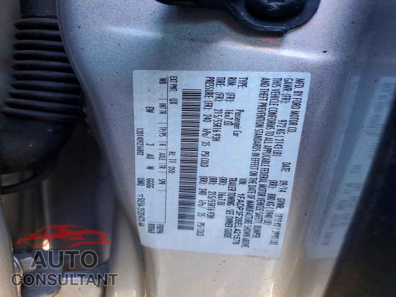 FORD FOCUS 2014 - 1FADP3F28EL421578