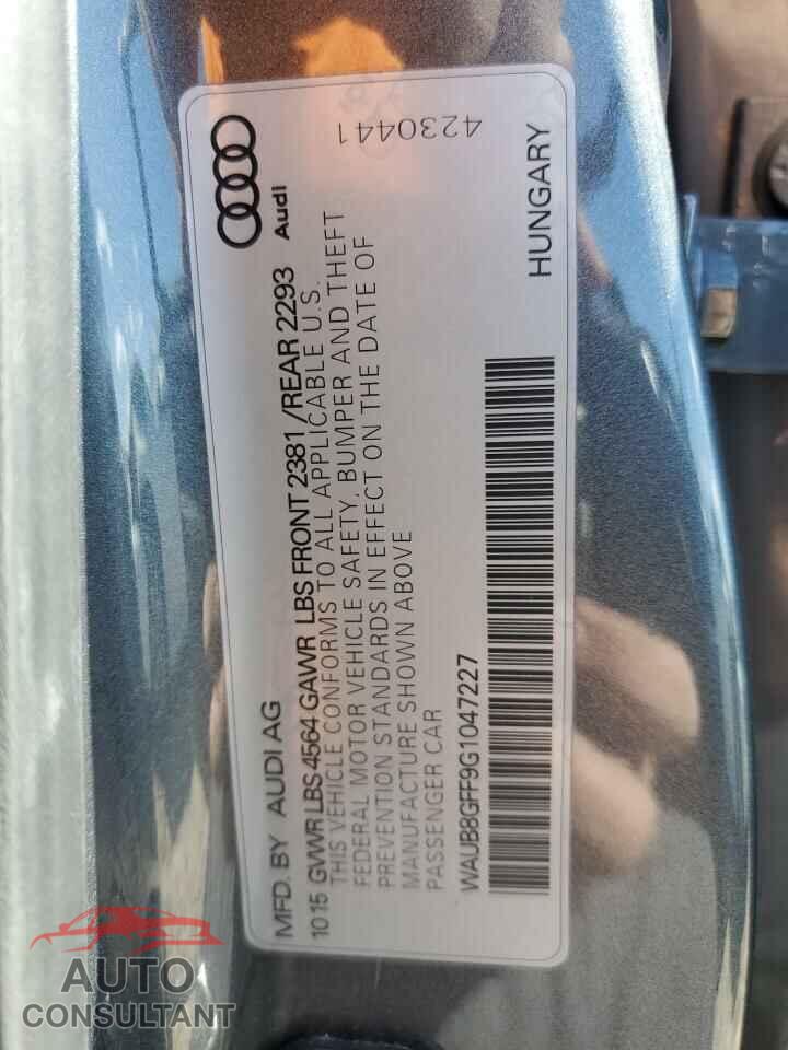 AUDI A3 2016 - WAUB8GFF9G1047227