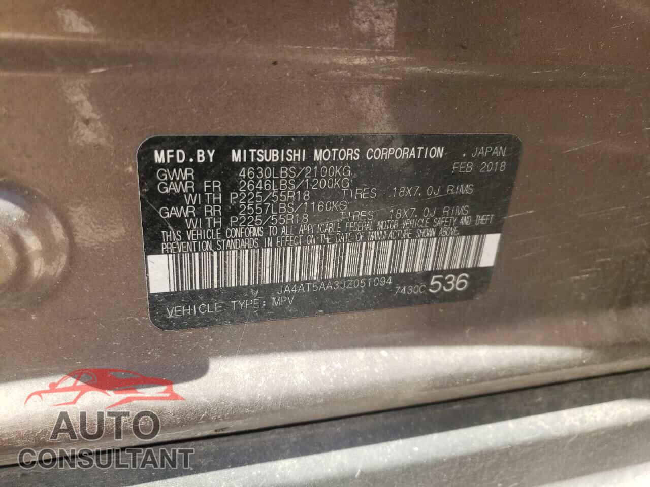 MITSUBISHI ECLIPSE 2018 - JA4AT5AA3JZ051094