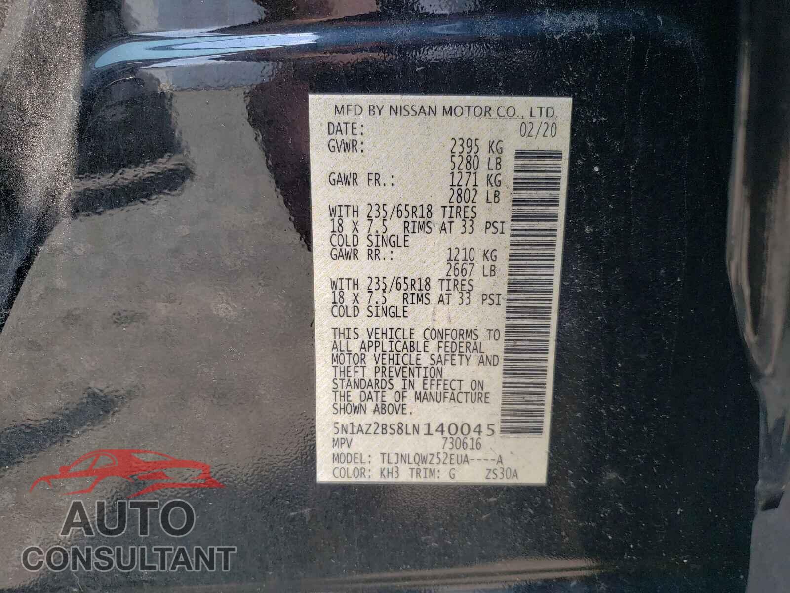 NISSAN MURANO 2020 - 5N1AZ2BS8LN140045