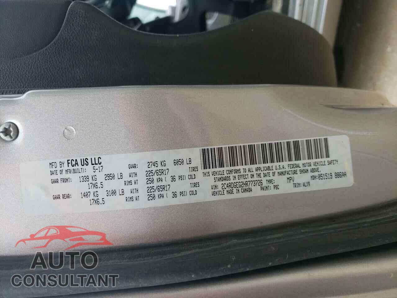 DODGE CARAVAN 2017 - 2C4RDGEG2HR773726