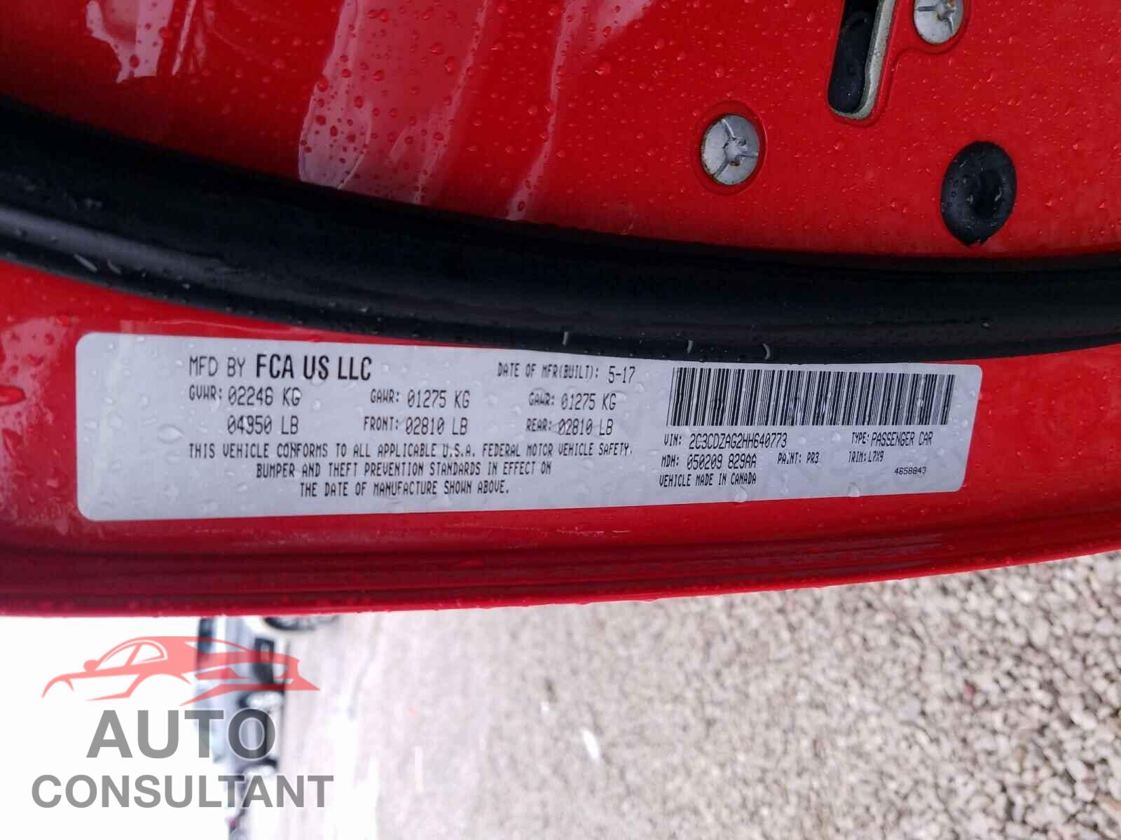 DODGE CHALLENGER 2017 - 2C3CDZAG2HH640773