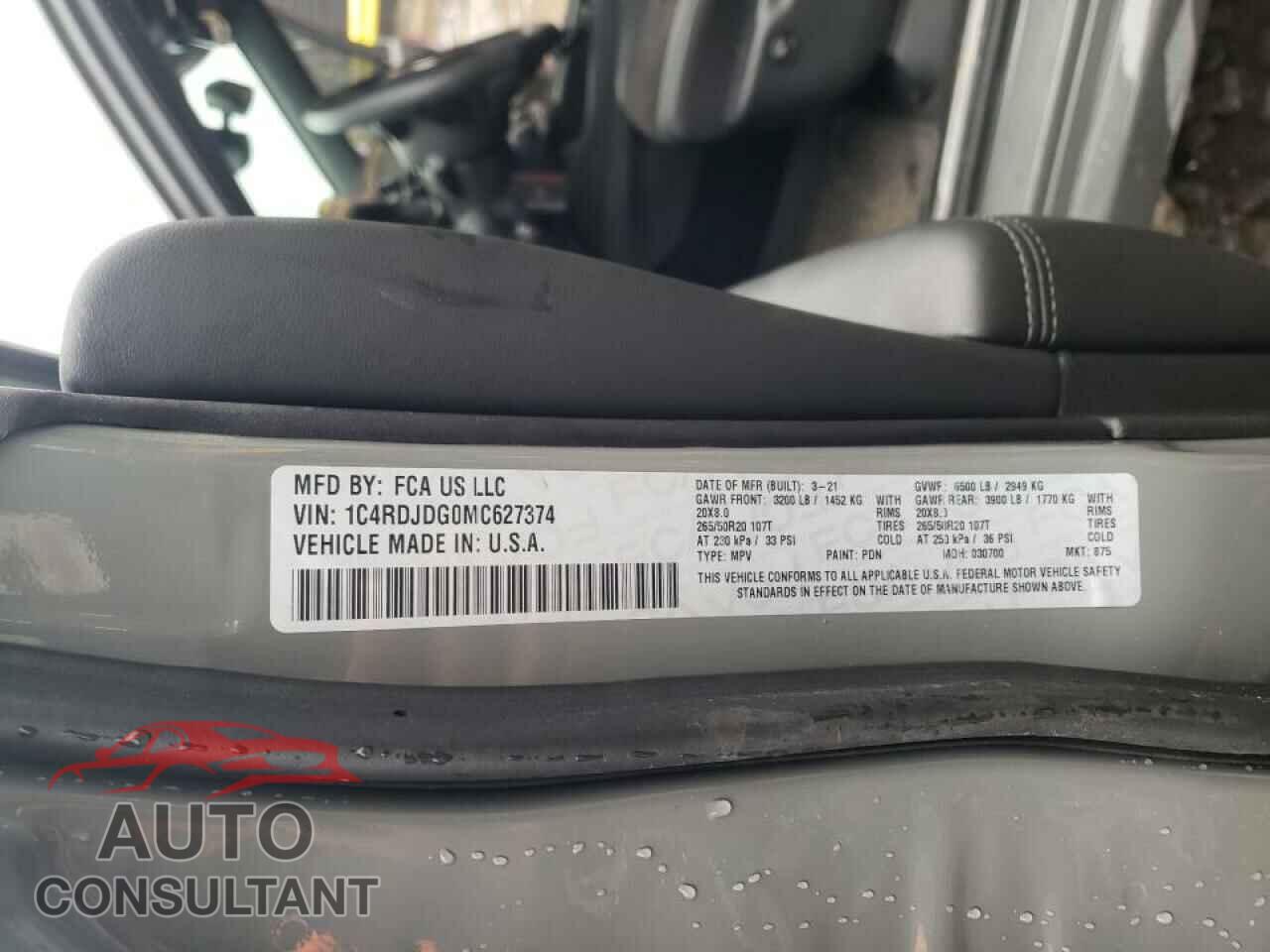 DODGE DURANGO 2021 - 1C4RDJDG0MC627374