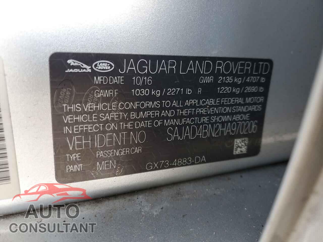 JAGUAR XE 2017 - SAJAD4BN2HA970206