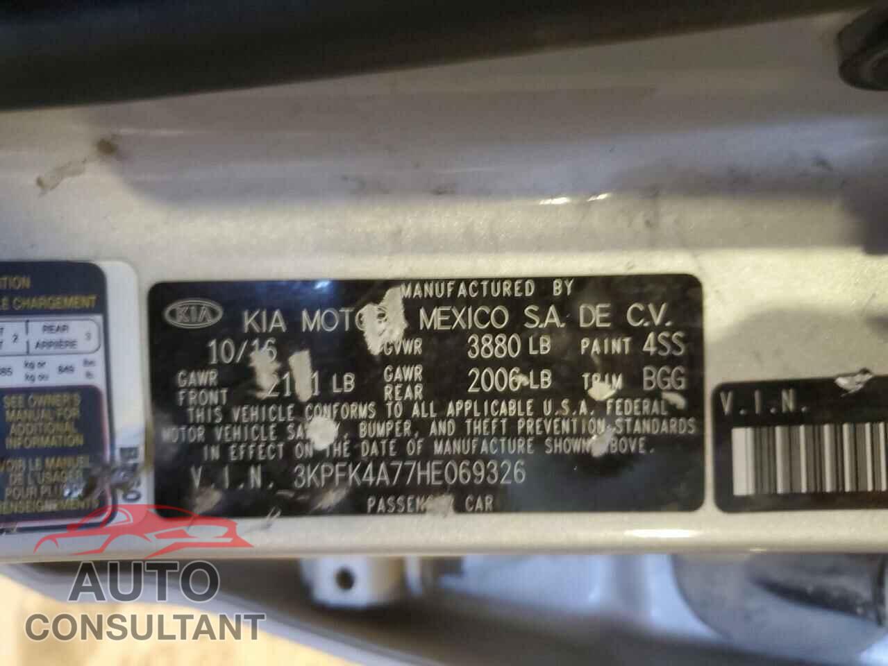 KIA FORTE 2017 - 3KPFK4A77HE069326