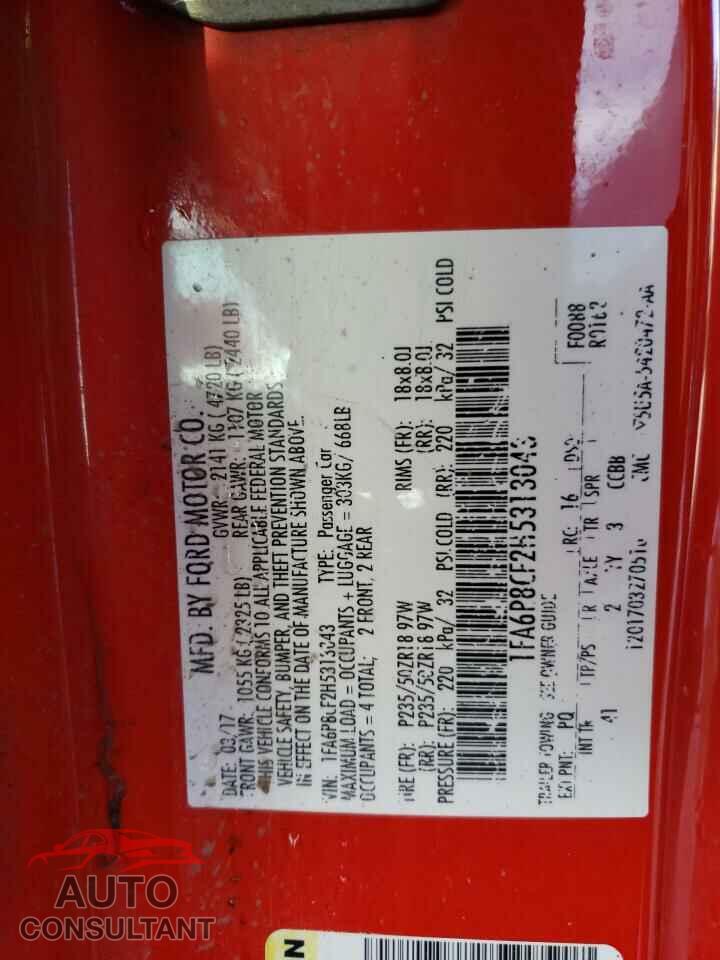 FORD MUSTANG 2017 - 1FA6P8CF2H5313043