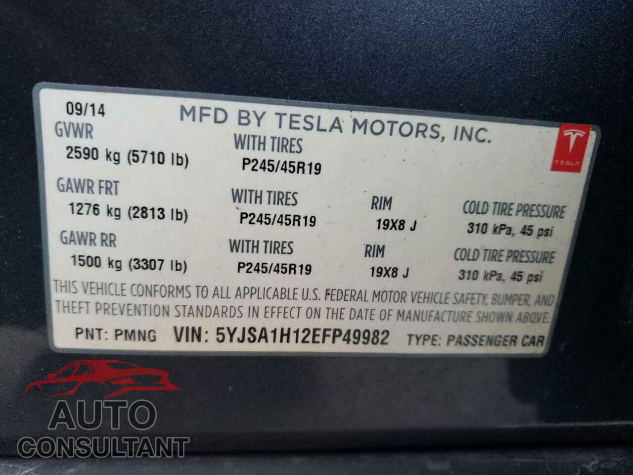 TESLA MODEL S 2014 - 5YJSA1H12EFP49982