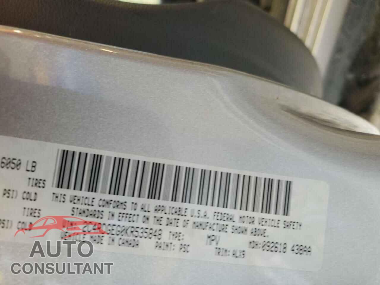 DODGE CARAVAN 2019 - 2C4RDGEG0KR535848