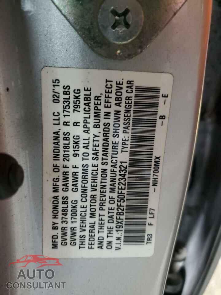 HONDA CIVIC 2015 - 19XFB2F50FE234321