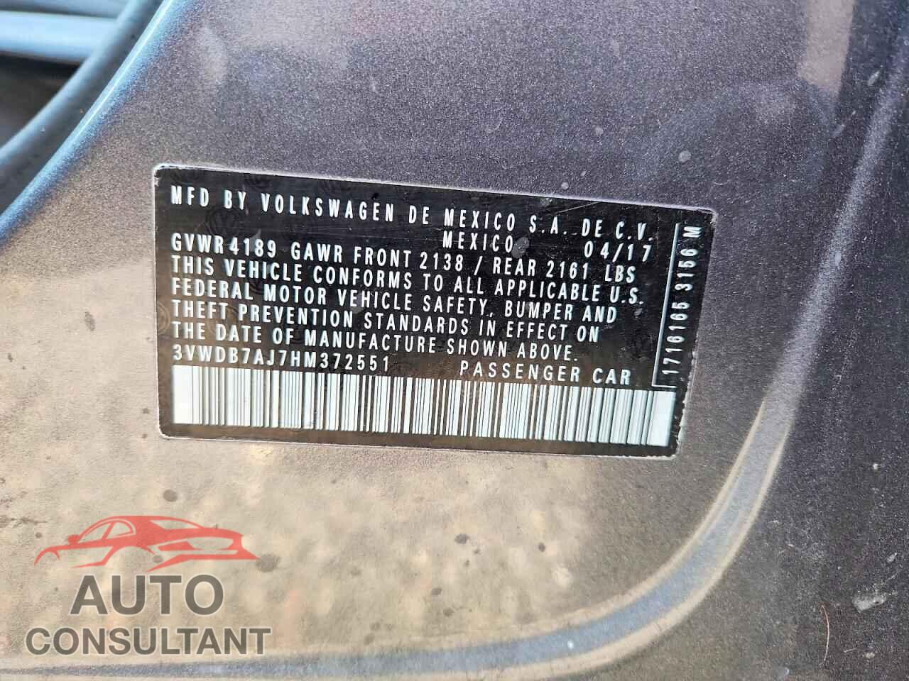 VOLKSWAGEN JETTA 2017 - 3VWDB7AJ7HM372551