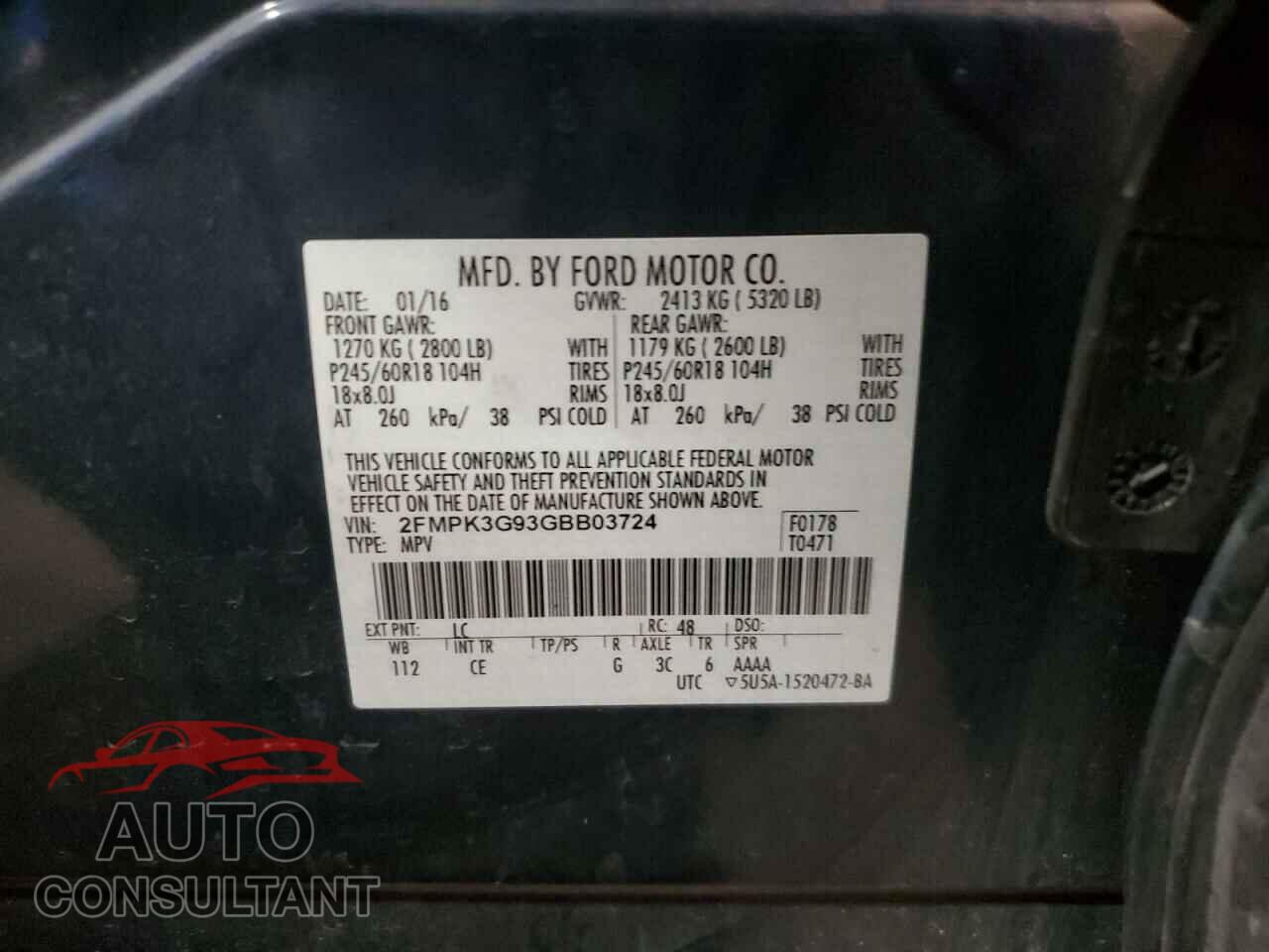 FORD EDGE 2016 - 2FMPK3G93GBB03724