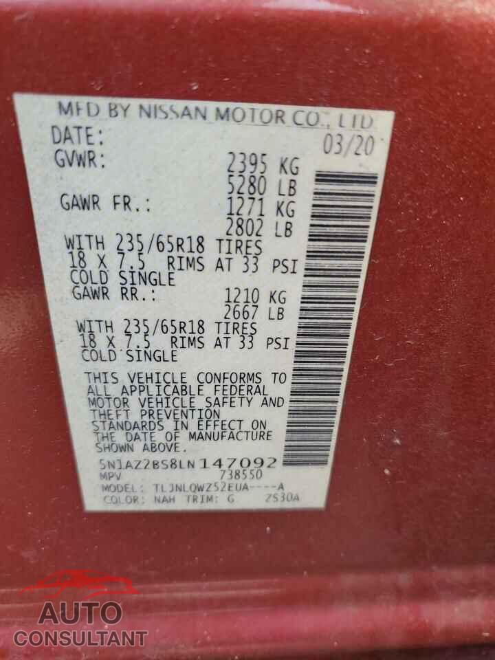NISSAN MURANO 2020 - 5N1AZ2BS8LN147092