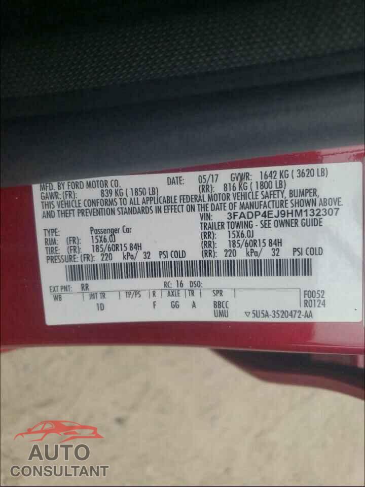 FORD FIESTA 2017 - 3FADP4EJ9HM132307
