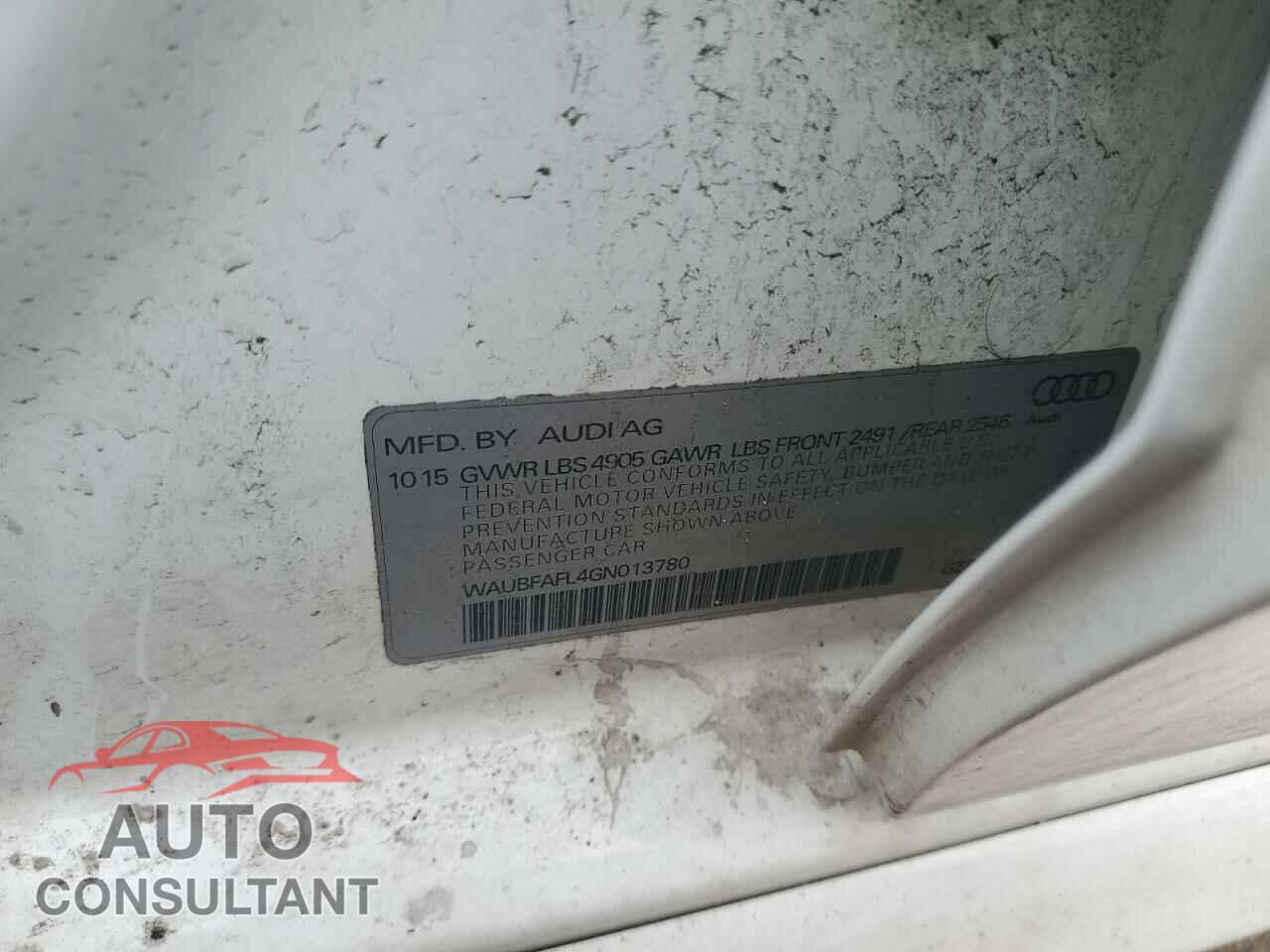 AUDI A4 2016 - WAUBFAFL4GN013780