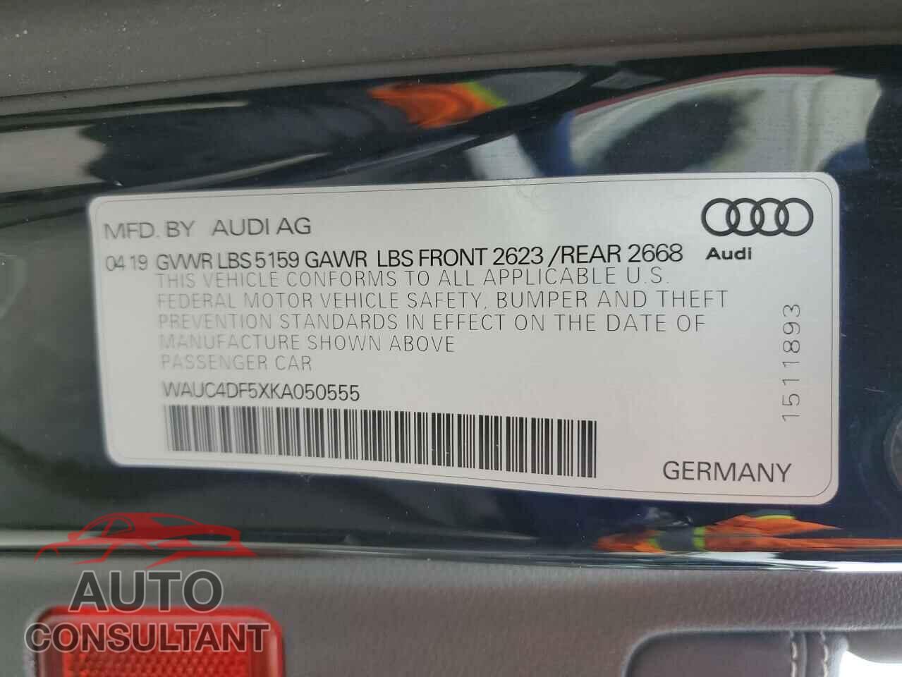 AUDI S5/RS5 2019 - WAUC4DF5XKA050555