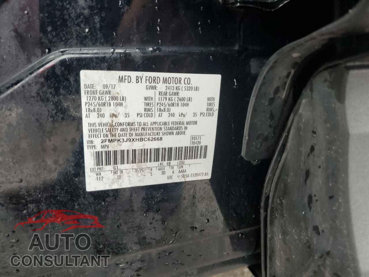 FORD EDGE 2017 - 2FMPK3J9XHBC62668