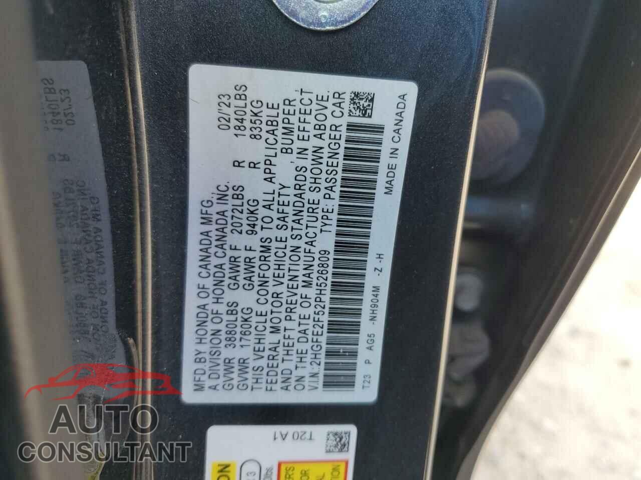 HONDA CIVIC 2023 - 2HGFE2F52PH526809