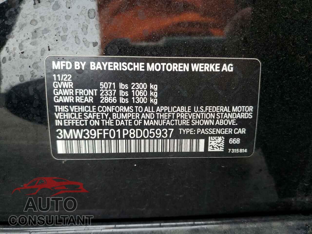 BMW 3 SERIES 2023 - 3MW39FF01P8D05937