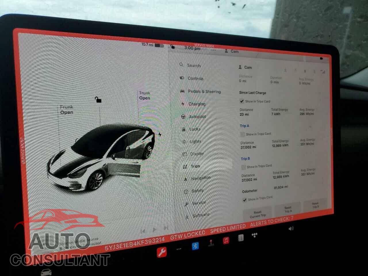 TESLA MODEL 3 2019 - 5YJ3E1EB4KF393214