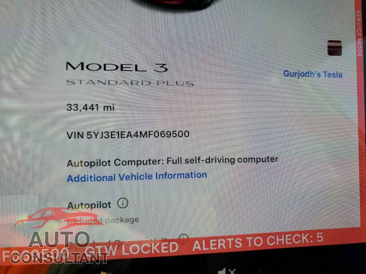 TESLA MODEL 3 2021 - 5YJ3E1EA4MF069500