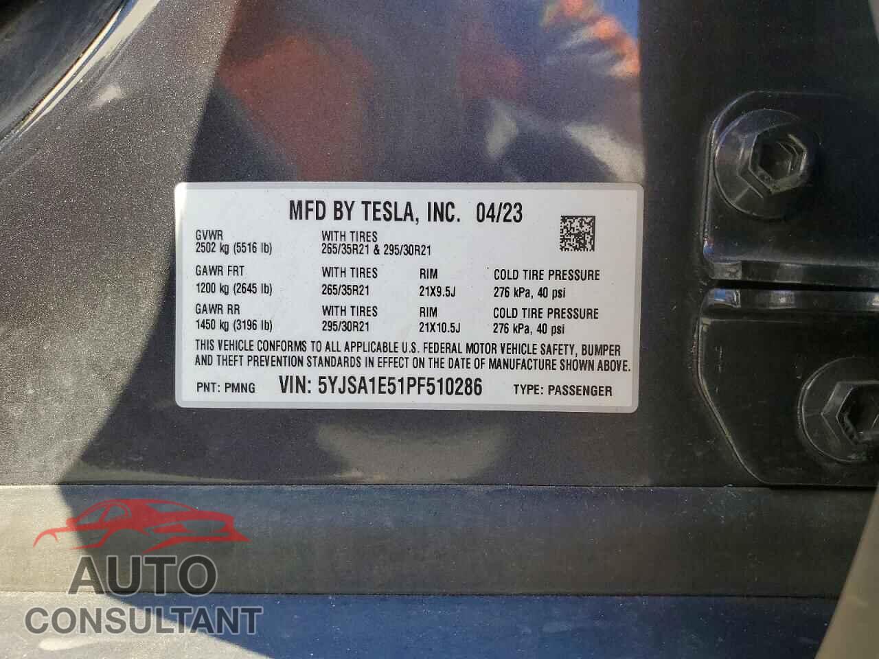 TESLA MODEL S 2023 - 5YJSA1E51PF510286