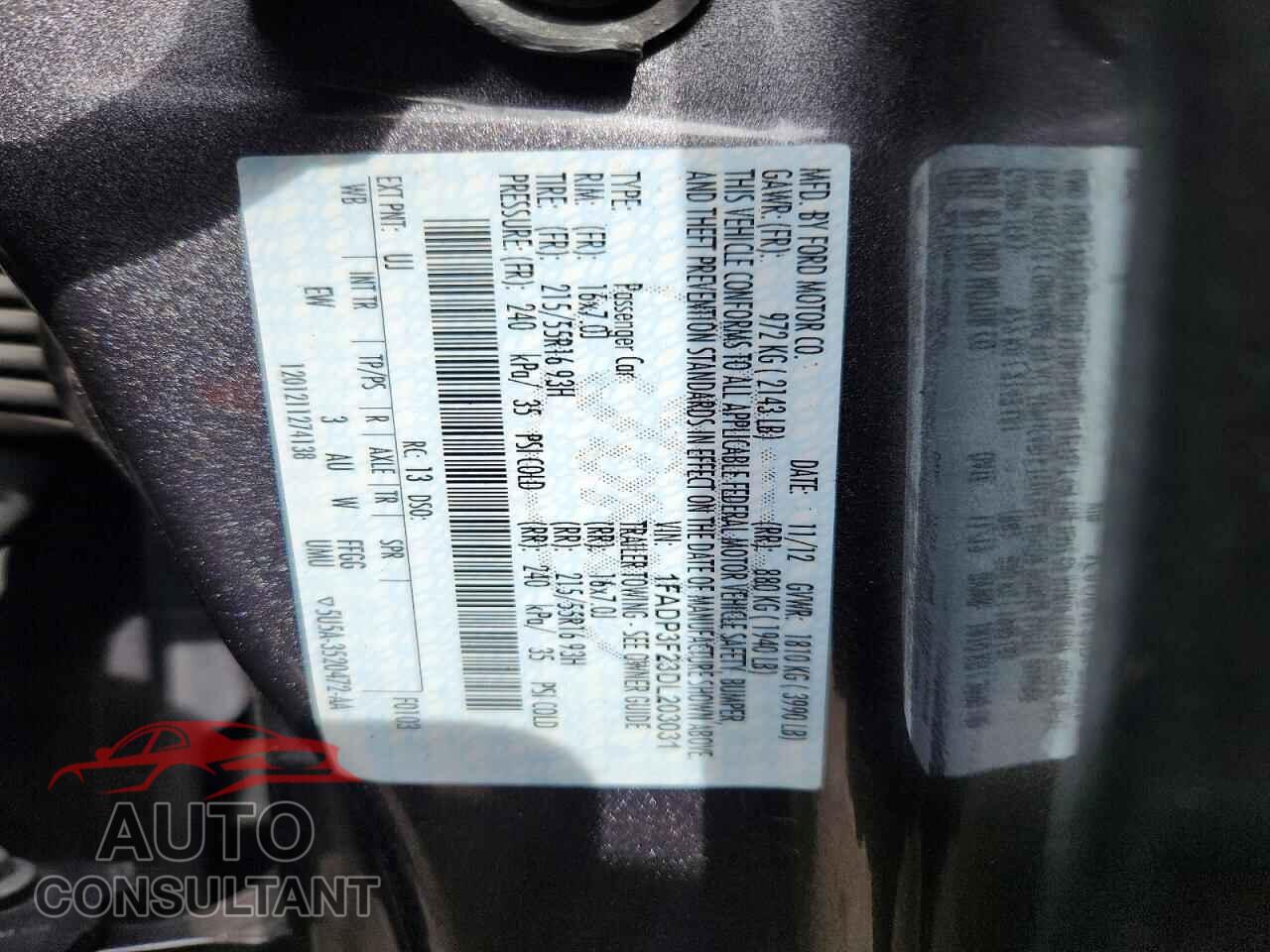FORD FOCUS 2013 - 1FADP3F23DL203031