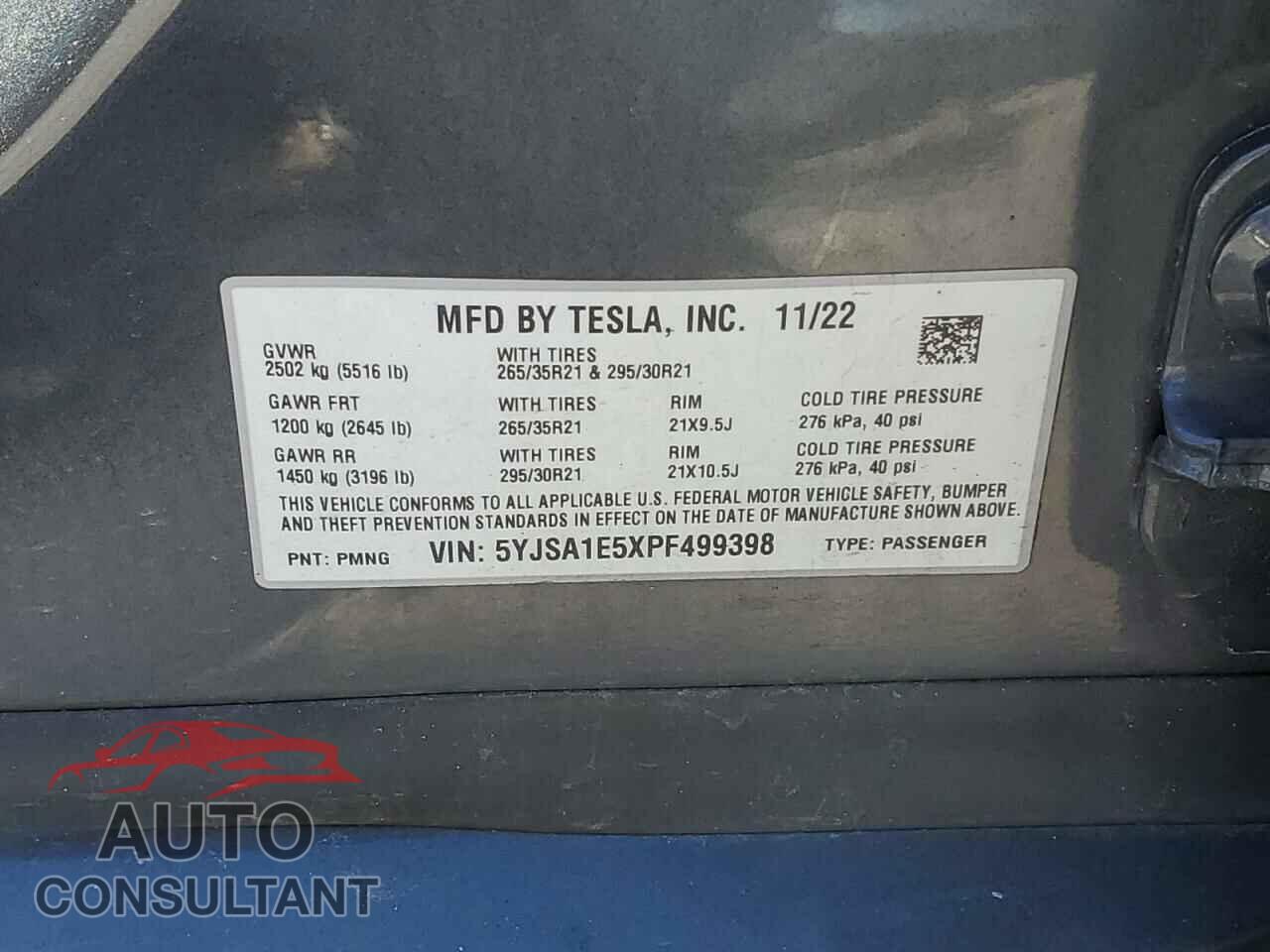 TESLA MODEL S 2023 - 5YJSA1E5XPF499398
