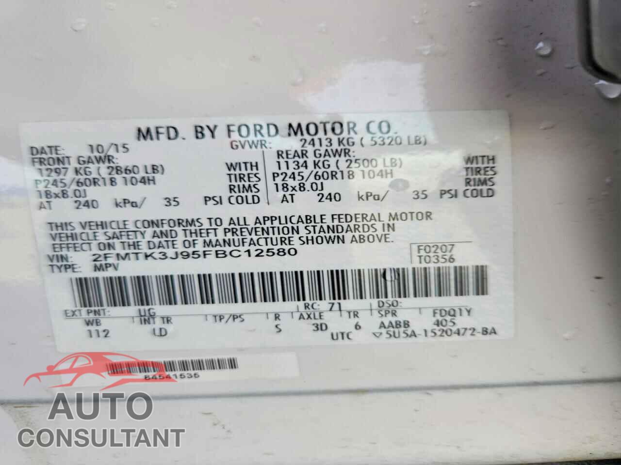 FORD EDGE 2015 - 2FMTK3J95FBC12580