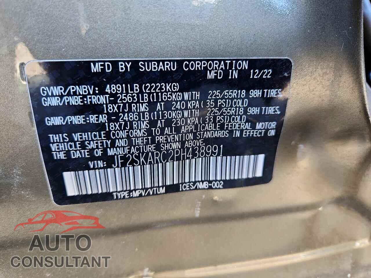 SUBARU FORESTER 2023 - JF2SKARC2PH438991