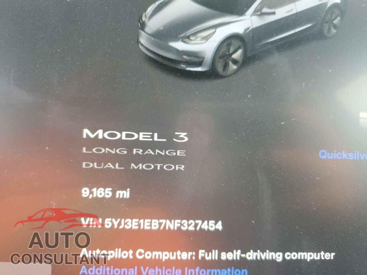 TESLA MODEL 3 2022 - 5YJ3E1EB7NF327454